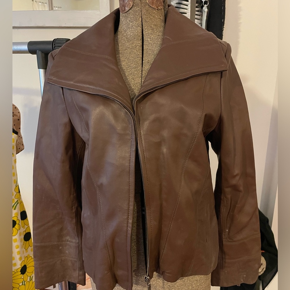 Brown leather jacket